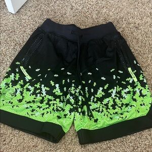 Under Armour Black and Neon Green Athletic Shorts